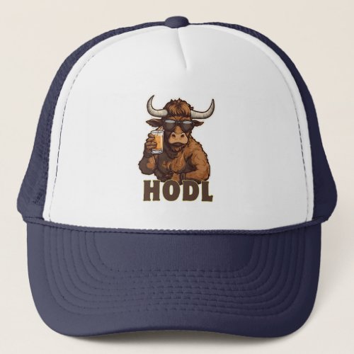 Bitcoin Sunglasses Bull HODL  Trucker Hat