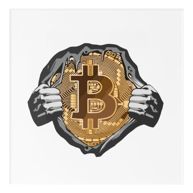Bitcoin Super Hero Acrylic Print (Front)