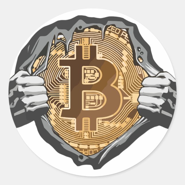 Bitcoin Super Hero Classic Round Sticker (Front)