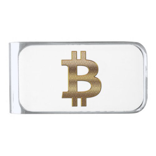 Bitcoin Symbol Silver Finish Money Clip