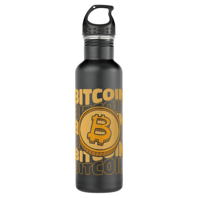 Bitcoin Text Blockchains Crypto Cryptocurrency Bit Stainless Steel Water Bottle (Front)