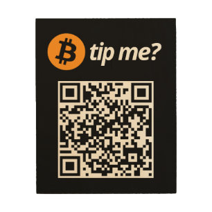 Bitcoin Tip Me? Wood Wall Art