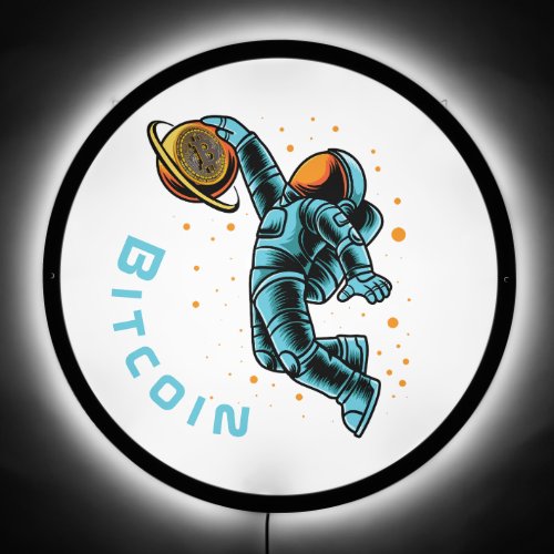 bitcoin to moon space man led sign trader
