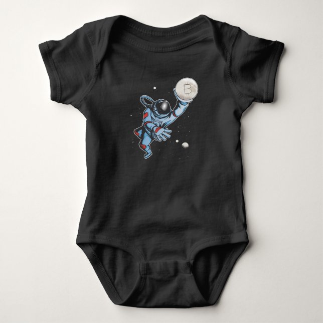 Bitcoin to the moon Astronaut Baby Bodysuit (Front)