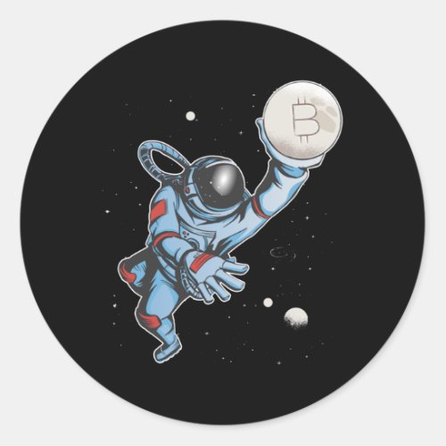 Bitcoin to the moon Astronaut Classic Round Sticker