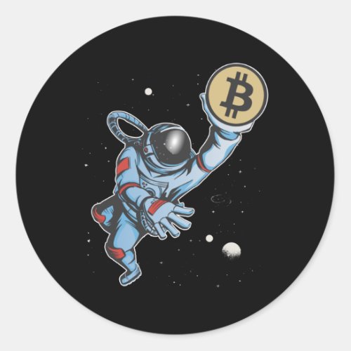 Bitcoin to the moon Astronaut Classic Round Sticker