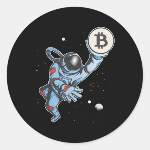 Bitcoin to the moon Astronaut Classic Round Sticker