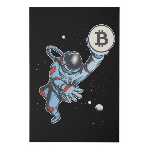 Bitcoin to the moon Astronaut Faux Canvas Print