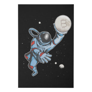 Bitcoin to the moon Astronaut Faux Canvas Print