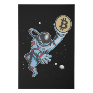 Bitcoin to the moon Astronaut Faux Canvas Print