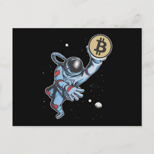 Bitcoin to the moon Astronaut Postcard