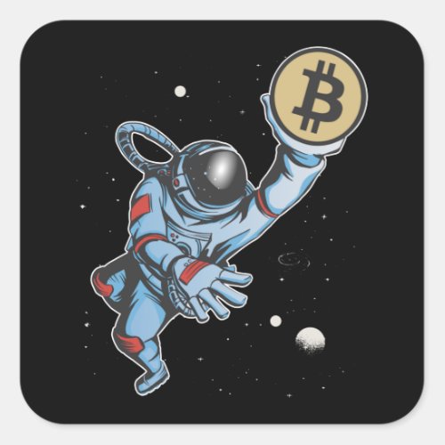 Bitcoin to the moon Astronaut Square Sticker