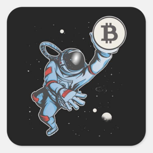 Bitcoin to the moon Astronaut Square Sticker