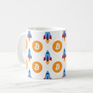Bitcoin to the moon rocket coffee mug crypto
