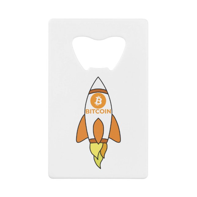 Bitcoin To The Moon Rocket Credit Card Bottle Opener (Front)