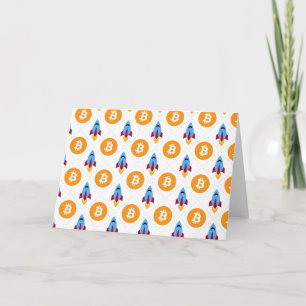 Bitcoin To The Moon Rocket Design Card