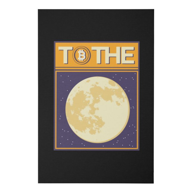 Bitcoin To The Moon Space BTC Faux Canvas Print (Front)