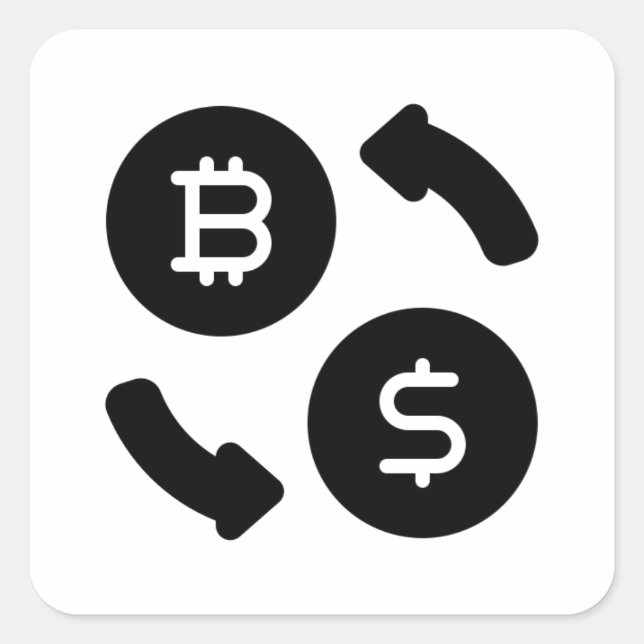 Bitcoin to US Dollars Icons Square Sticker (Front)