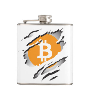 Bitcoin Torn Image and Logo Flask