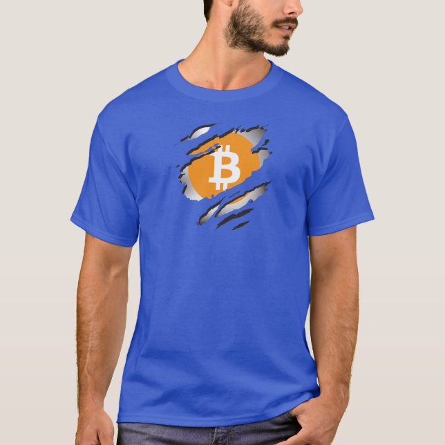 Bitcoin Torn Image w/ Logo Reveal Underneath - T-Shirt (Front)
