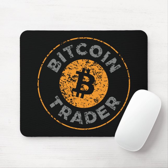 Bitcoin Trader Grunge Text Circle Outl. Black Gray Mouse Pad (With Mouse)