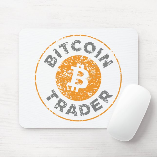 Bitcoin Trader Grunge Text Circle Outl. White Gray Mouse Pad (With Mouse)