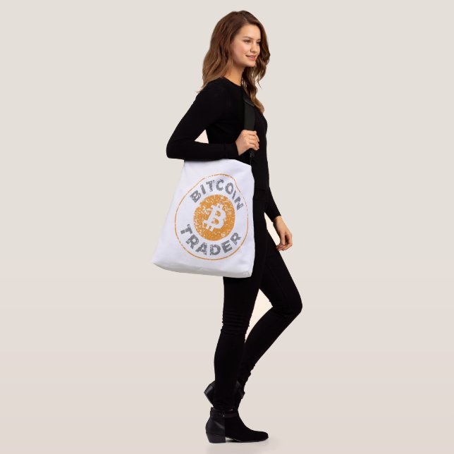 Bitcoin Trader Grunge Text Circle Outline Crossbody Bag (On Model)