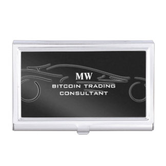 Bitcoin Trading Consultant, silver sports car logo Business Card Case