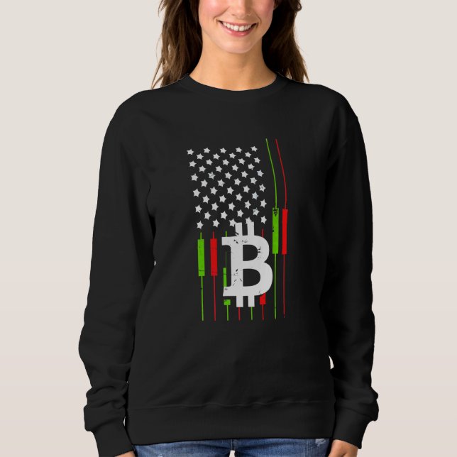 Bitcoin Trading Us Flag Cryptocurrency Btc Bitcoin Sweatshirt (Front)