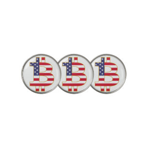 Bitcoin USA Flag  - Btc Crypto Golf Ball Marker