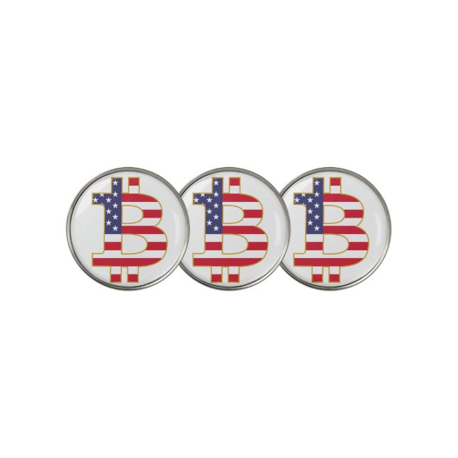 Bitcoin USA Flag  - Btc Crypto Golf Ball Marker (3 Up)