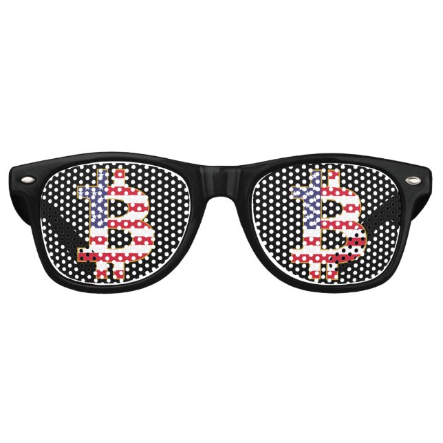 Bitcoin USA Flag  - Btc Crypto Retro Sunglasses (Front)