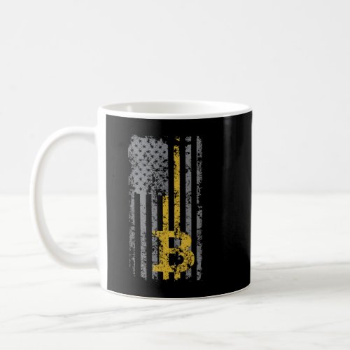 Bitcoin USA Flag Distressed Digital Currency Lover Coffee Mug