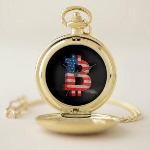 Bitcoin USA Pixel ₿ Pocket Watch
