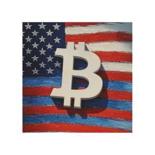 Bitcoin USA Wood Wall Art