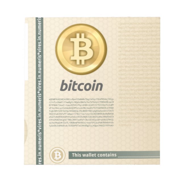 Bitcoin wallet notepad (Front)