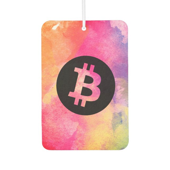 Bitcoin Watercolor Air Freshener (Front)