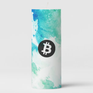 Bitcoin Watercolor (Style 5 - Wave Rider) Pillar Candle