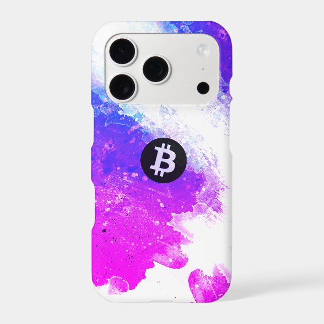 Bitcoin Watercolor (Style 6 - Miami Beach) iPhone Case (Back)