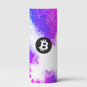 Bitcoin Watercolor (Style 6 - Miami Beach) Pillar Candle