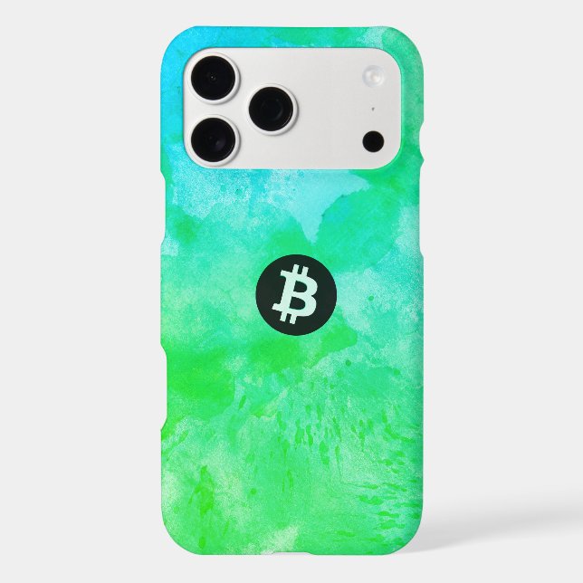 Bitcoin Watercolor (Style $ - Green Day) iPhone Case (Back)