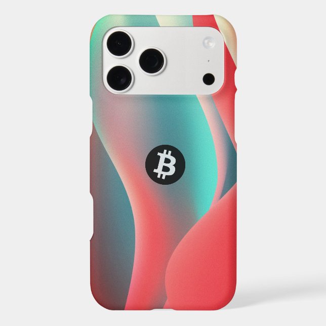 Bitcoin Wave (Retro Orange Cyan) iPhone Case (Back)