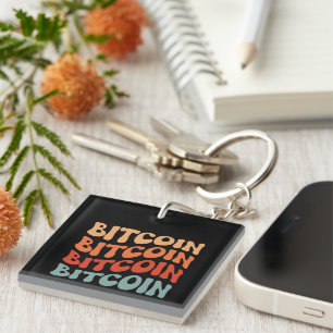 Bitcoin Wavy Text Stylish Crypto Typography Design Keychain