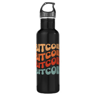 Bitcoin Wavy Text Stylish Crypto Typography Design Stainless Steel Water Bottle