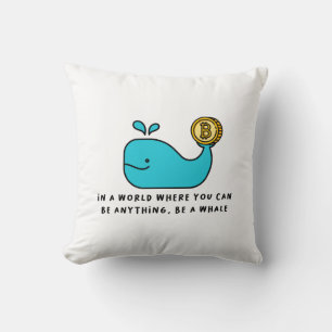 Bitcoin Whale Funny Crypto Investor Cartoon Design Throw Pillow
