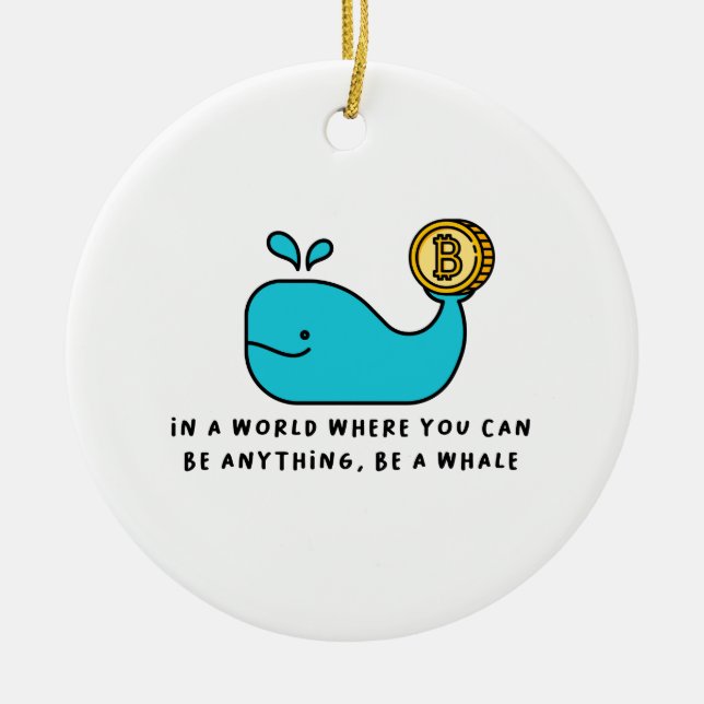 Bitcoin Whale T-Shirt Ceramic Ornament (Front)