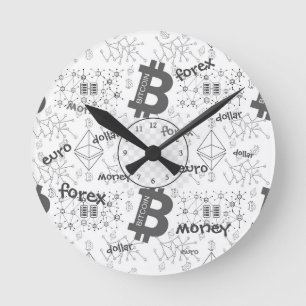  Bitcoin White Money Design Round Clock