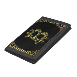 Bitcoin wordart tri-fold wallet