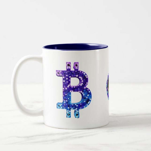 Bitcoin Xmas Two-Tone Coffee Mug (Left)