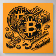Bitcoin Yellow and Black Canvas Wall Art – Modern 